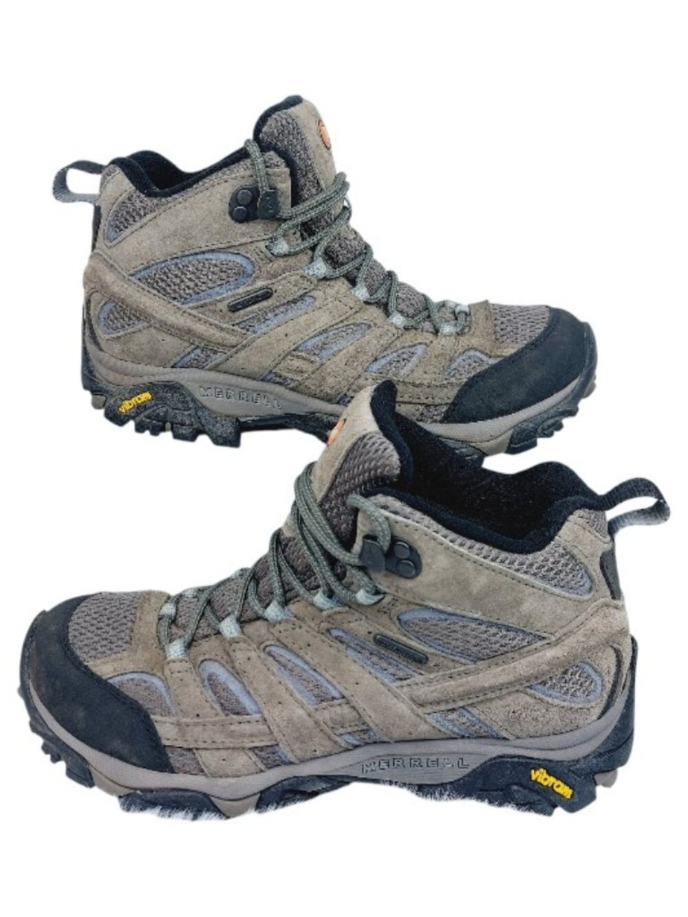 Merrell Women's Taupe Dark Gray Moab 2 Mid Waterproof Hiking Boots Size 7.5